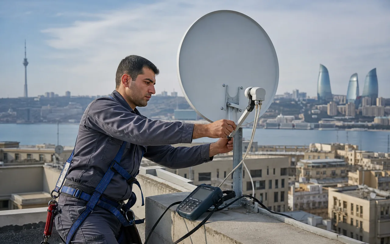 Badamdar ərazisində Peyk antena ustası üzrə görülmüş iş